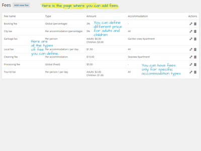 Fees page small screenshoot