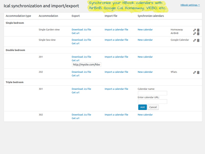 Ical synchronization page small screenshoot
