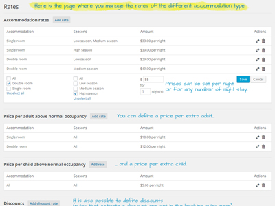 Rates page small screenshoot